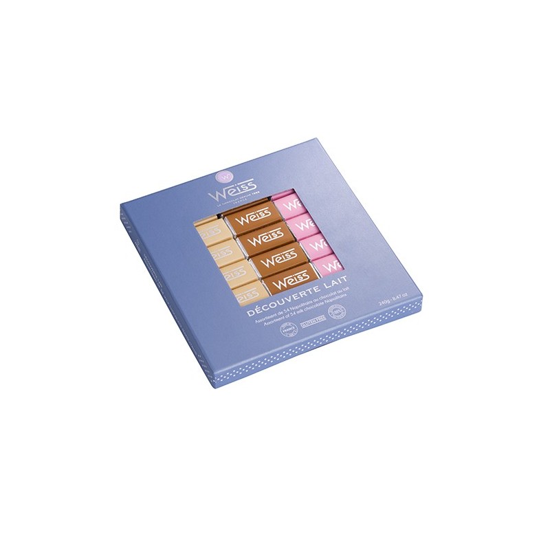 Coffret de petits chocolats au lait : Napolitains de chocolat lait |Coffret Weiss Coffret de petits chocolats au lait : Napolitains de chocolat lait |Coffret Weiss