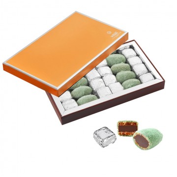 Nougastelles et Nougamandines - Coffret ouvert - Nougastelle coupée - Nougastelle pliée - Nougamandine coupée