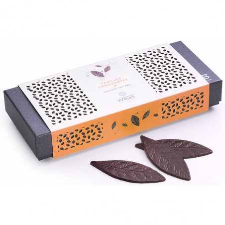 Feuilles chocolat - Chocolat individuel - Chocolat noir - Coffret à offrir Feuilles chocolat - Chocolat individuel - Chocolat noir - Coffret à offrir