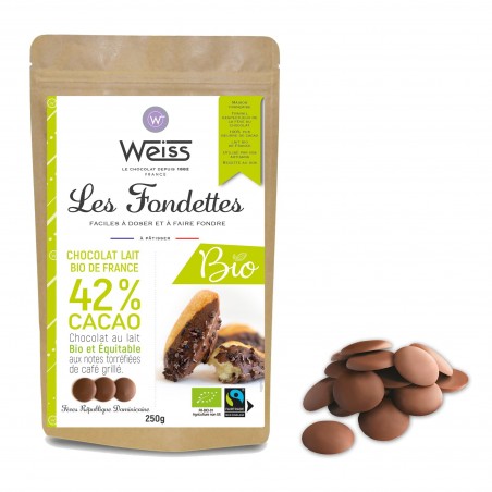 Chocolat à pâtisser Lait Français 42% - chocolat bio - 250g Chocolat à pâtisser Lait Français 42% - chocolat bio - 250g
