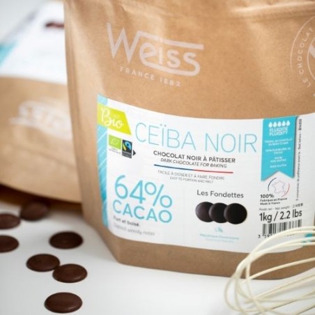 Chocolat noir à pâtisser professionnel bio 1kg Chocolat noir à pâtisser professionnel bio 1kg