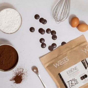 Chocolat à pâtisser noir - Chocolat noir 72% - Sachet refermable - Cooking 1kg - Chocolaterie Weiss - Chocolat de la pâtisserie