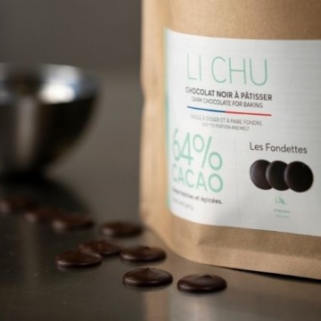 Chocolat à pâtisser Noir Li Chu 64% - 1kg - Origine Vietnam - Sachet refermable