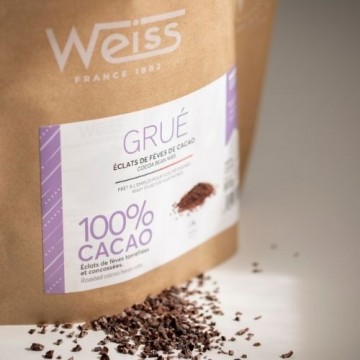 Grué de cacao - Eclat de fêves de cacao - Prête à l'emploi - Torréfiées et concassées dans nos ateliers - Format de 1kg -