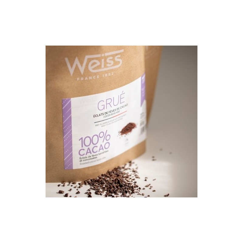 Grué de cacao - Eclat de fêves de cacao - Prête à l'emploi - Torréfiées et concassées dans nos ateliers - Format de 1kg -