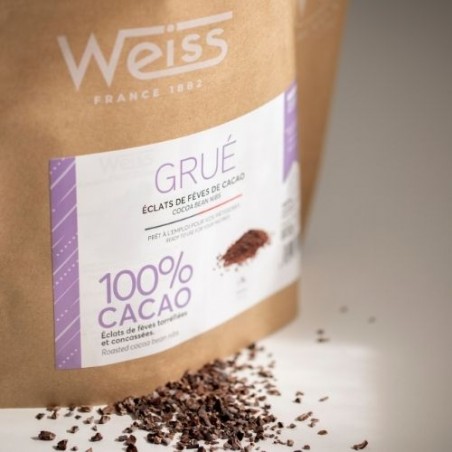 Grué de cacao - Eclat de fêves de cacao - Prête à l'emploi - Torréfiées et concassées dans nos ateliers - Format de 1kg -