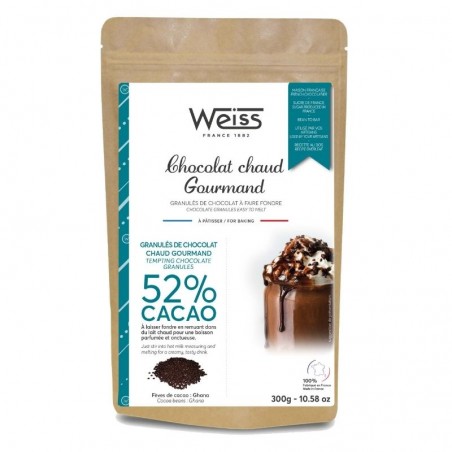 Chocolat chaud gourmand - 300g - Granulés de chocolat chaud 52% Chocolat chaud gourmand - 300g - Granulés de chocolat chaud 52%