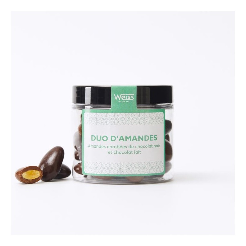 Duo Amandes - Chocolat noir et lait - 125g Duo Amandes - Chocolat noir et lait - 125g