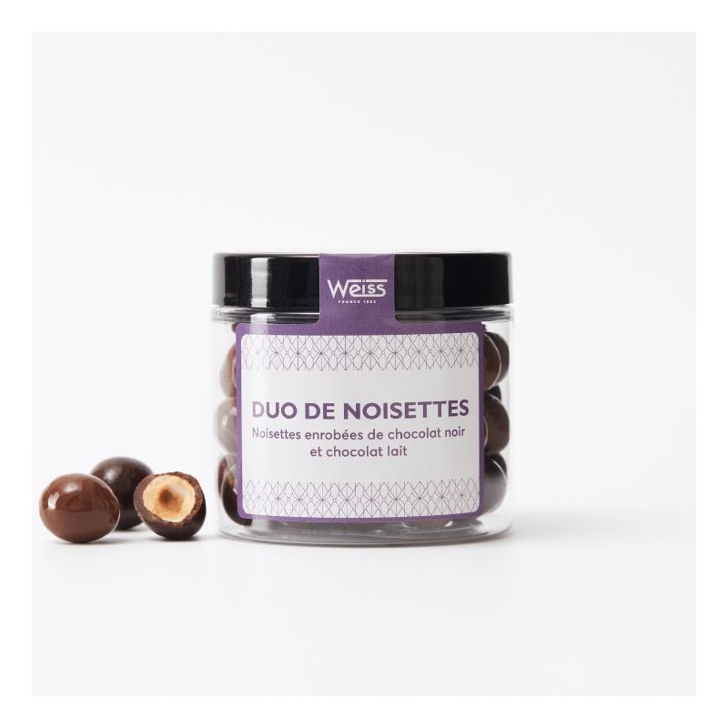 Duo Noisettes - Chocolat noir et lait - 125g Duo Noisettes - Chocolat noir et lait - 125g