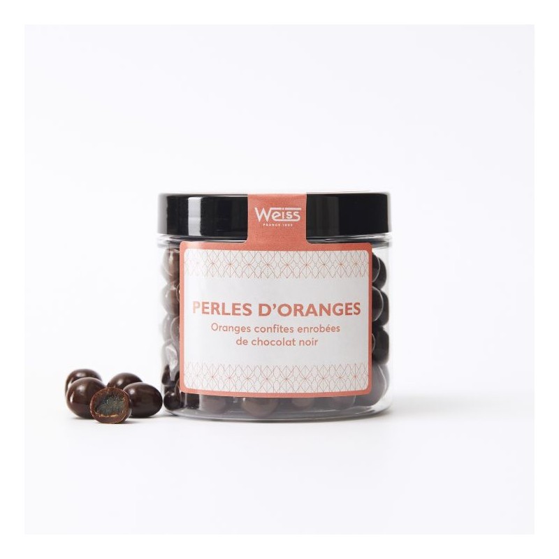 Perles Chocolat noir et Oranges confites - 125g Perles Chocolat noir et Oranges confites - 125g