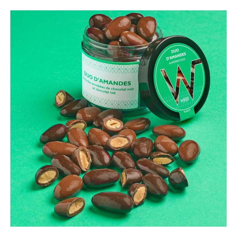 Duo Amandes - Chocolat noir et lait - 125g Duo Amandes - Chocolat noir et lait - 125g