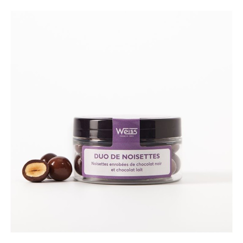 Duo Noisettes - Chocolat noir et lait - 70g Duo Noisettes - Chocolat noir et lait - 70g