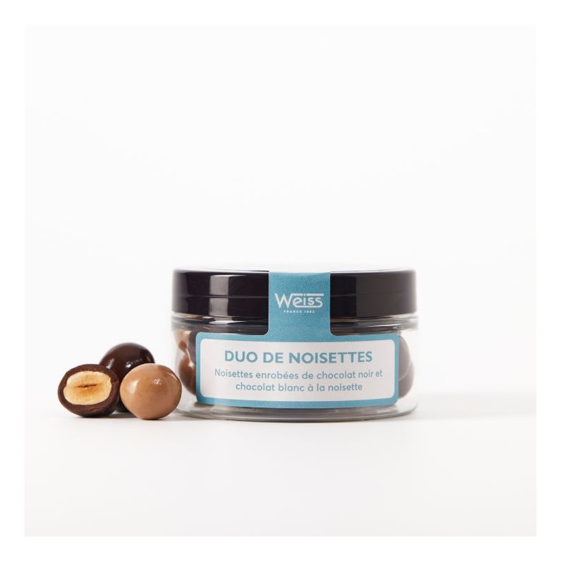 Duo Noisettes - Chocolat noir et blond - 70g Duo Noisettes - Chocolat noir et blond - 70g