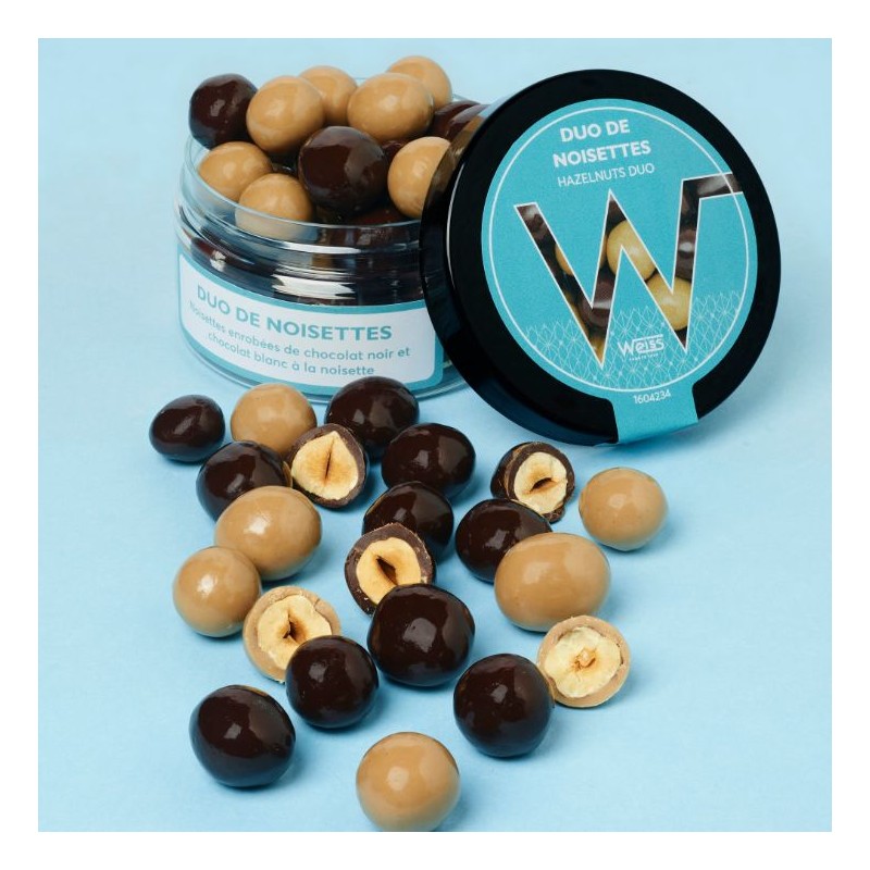 Duo Noisettes - Chocolat noir et blond - 70g Duo Noisettes - Chocolat noir et blond - 70g