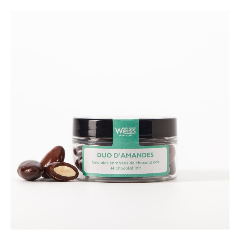 Amandes enrobées de chocolat noir et lait Amandes enrobées de chocolat noir et lait