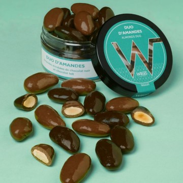 Petit plaisir chocolaté - chocolaterie Weiss - Amandes enrobées - chocolat noir et lait