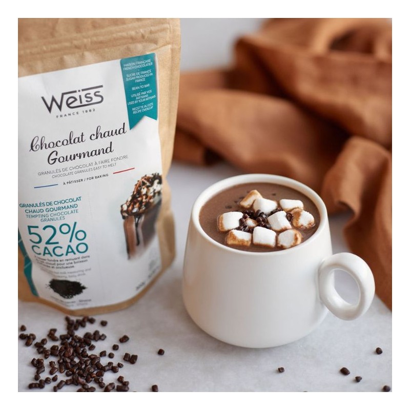 Chocolat chaud gourmand - 300g - Granulés de chocolat chaud 52% - Chocolat Chaud - Chocolat chaud gourmand - 300g - Granulés de chocolat chaud 52% - Chocolat Chaud -