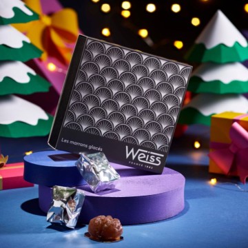Chocolat de Noël - Marrons glacés - Chocolat d'hiver - chocolat à offrir - Marrons glacés à offrir