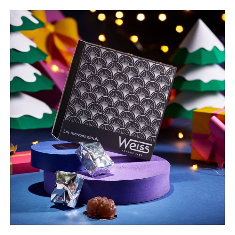 Chocolat de Noël - Marrons glacés - Chocolat d'hiver - chocolat à offrir - Marrons glacés à offrir