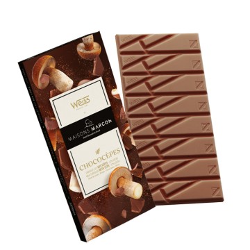 Tablette de chocolat Chococepes Lait 42% Weiss - Chocolat au cèpes - Fabrication Française - Fraicheur boisée des cèpes