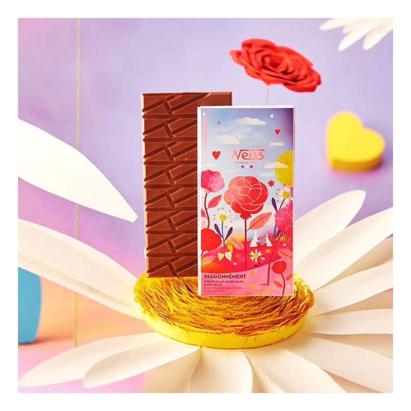 Tablette de chocolat au Lait 35% - Maïs grillé - 90g