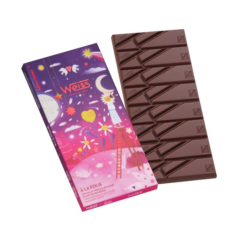 Tablette de chocolat Noir Framboise 67% - 90g Tablette de chocolat Noir Framboise 67% - 90g