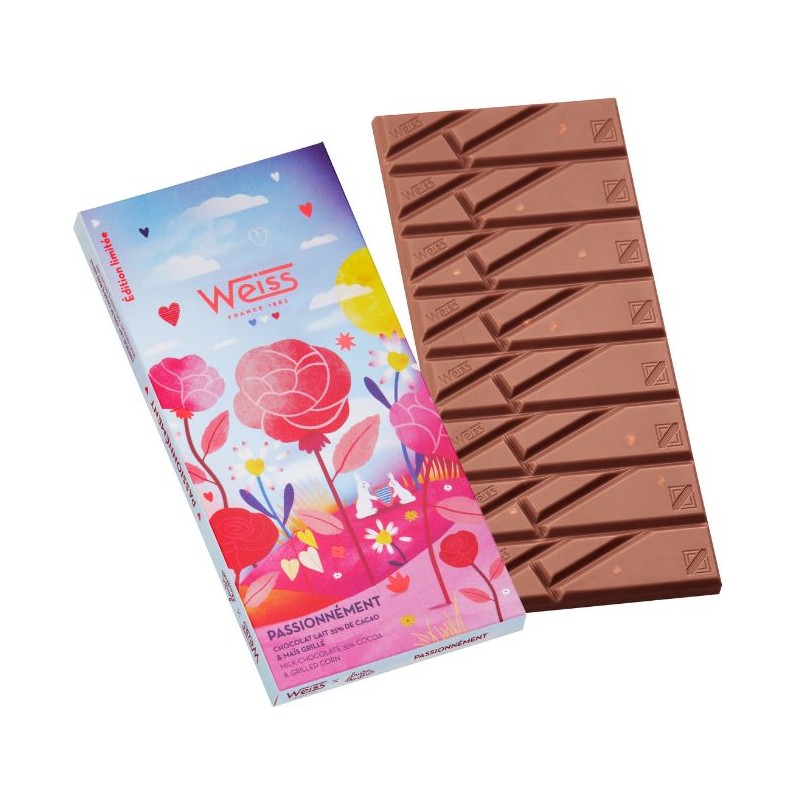 Tablette de chocolat au Lait 35% - Maïs grillé - 90g