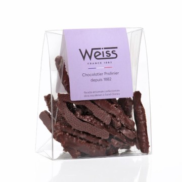 Orangettes noir 67% - 140g - Enrobée de nougatines - sachet d'orangette - Orange enrobée de chocolat noir