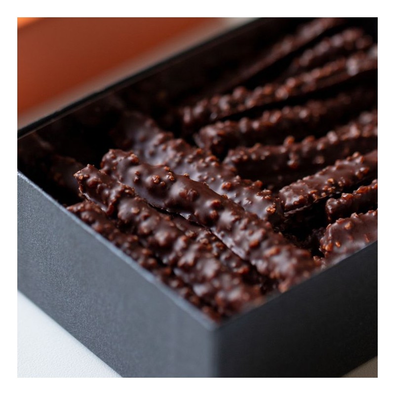 Orangettes - Chocolat noir 67% - 130g - Orange enrobée de chocolat noir - grains de nougatine - Cadeau de Noël - Idée cadeau Orangettes - Chocolat noir 67% - 130g - Orange enrobée de chocolat noir - grains de nougatine - Cadeau de Noël - Idée cadeau