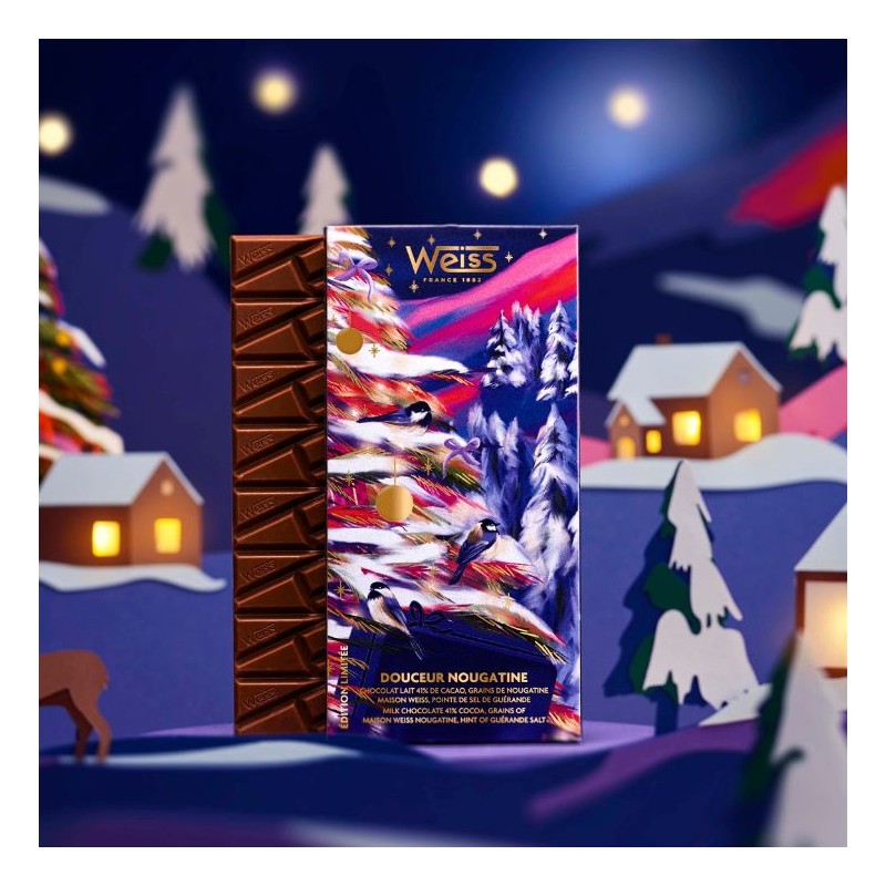 Tablette de chocolat au lait 41% - Nougatine & Fleur de sel - 90g Tablette de chocolat au lait 41% - Nougatine & Fleur de sel - 90g