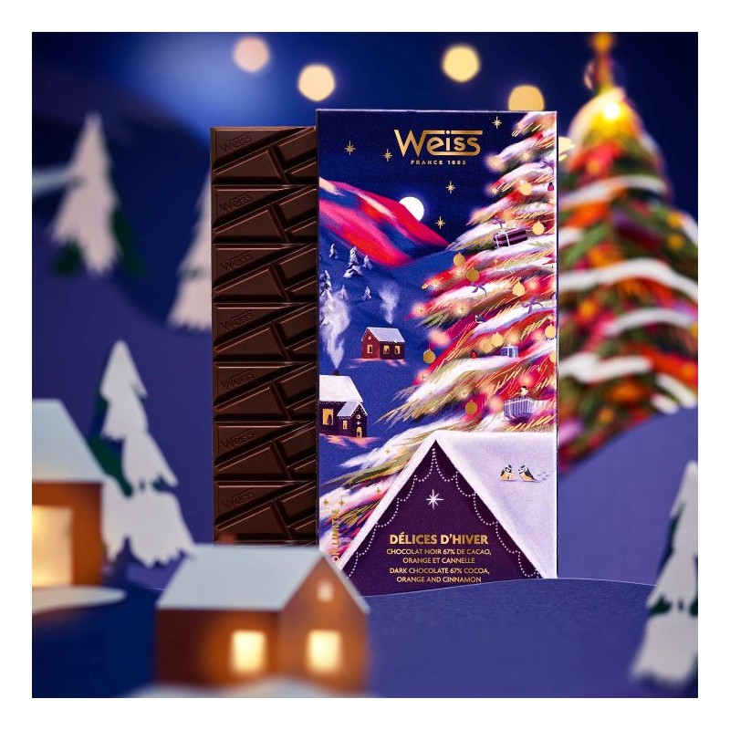 Tablette de chocolat noir 67% - Orange & Cannelle - 90g Tablette de chocolat noir 67% - Orange & Cannelle - 90g