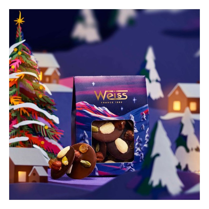 Mendiants Noël - Chocolat noir et lait - 115g Mendiants Noël - Chocolat noir et lait - 115g