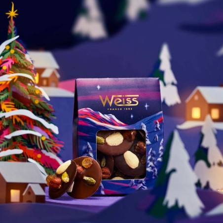Mendiants Noël - Chocolat noir et lait - 115g Mendiants Noël - Chocolat noir et lait - 115g