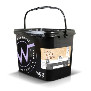 Fondette Chocolat à pâtisser - Oryola Blanc 30% - notes de noisettes - Seau de 5 kg