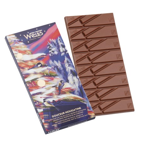 Tablette de chocolat au lait 41% - Nougatine & Fleur de sel - 90g Tablette de chocolat au lait 41% - Nougatine & Fleur de sel - 90g