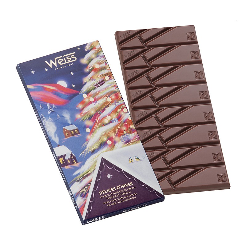 Tablette de chocolat noir 67% - Orange & Cannelle - 90g Tablette de chocolat noir 67% - Orange & Cannelle - 90g