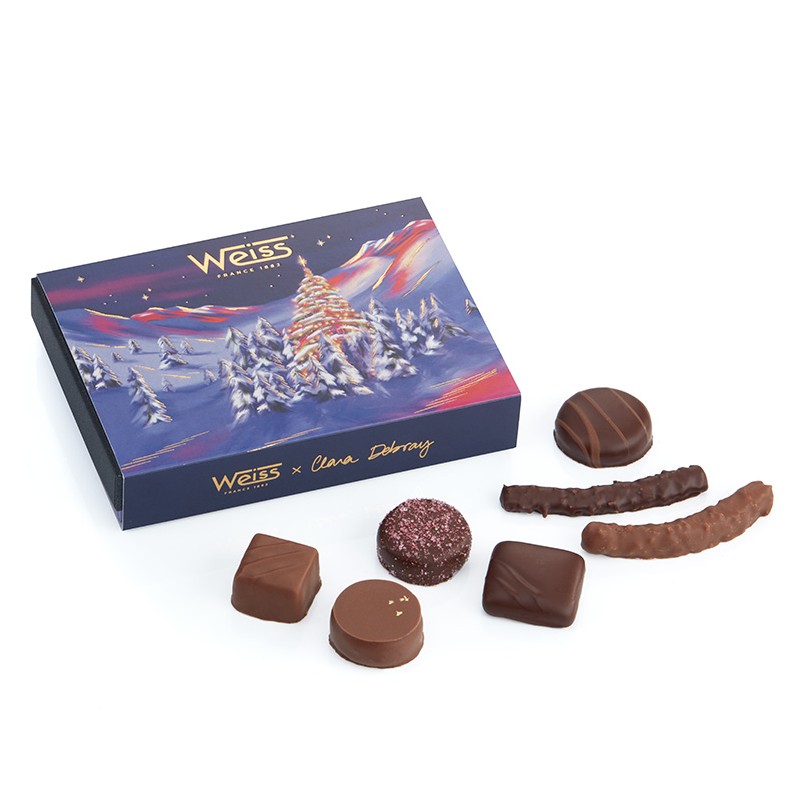 Ballotin Chocolats et Pralinés - 110g - Assortiment de chocolats - Idée de cadeau Noël - Coffret de chocolat de Noël Ballotin Chocolats et Pralinés - 110g - Assortiment de chocolats - Idée de cadeau Noël - Coffret de chocolat de Noël