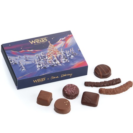 Ballotin Chocolats et Pralinés - 110g - Assortiment de chocolats - Idée de cadeau Noël - Coffret de chocolat de Noël Ballotin Chocolats et Pralinés - 110g - Assortiment de chocolats - Idée de cadeau Noël - Coffret de chocolat de Noël