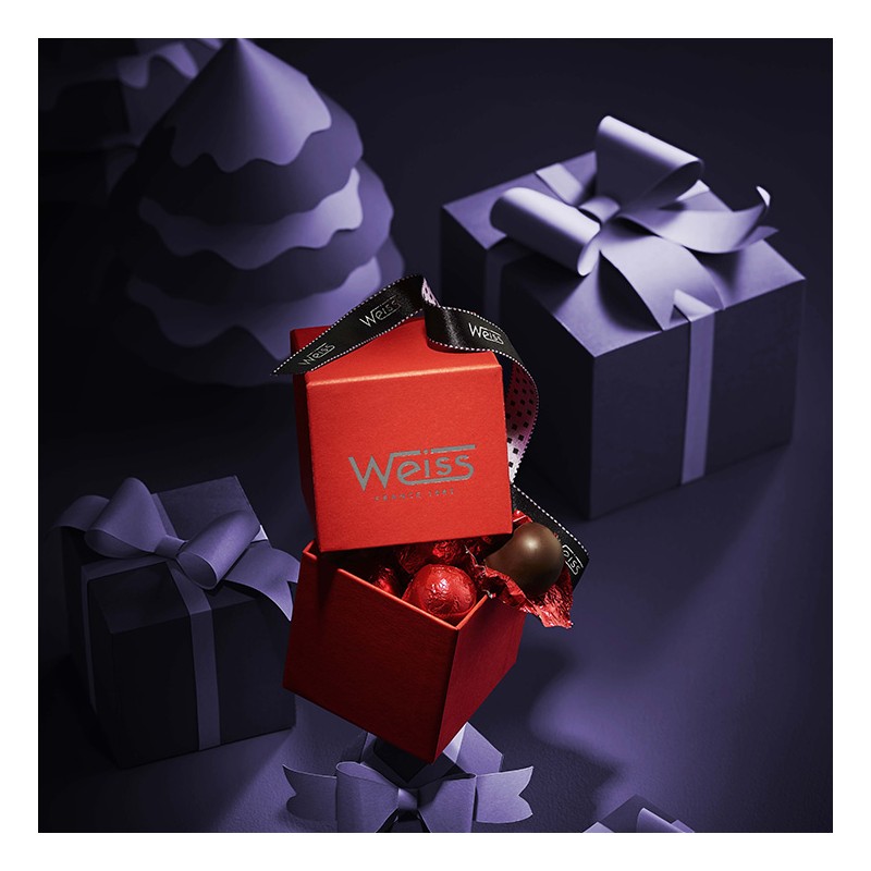 Griottes enrobées - Chocolat noir - Chocolaterie Weiss -150 G - Coffret Cadeau - Idée de coffret cadeau -