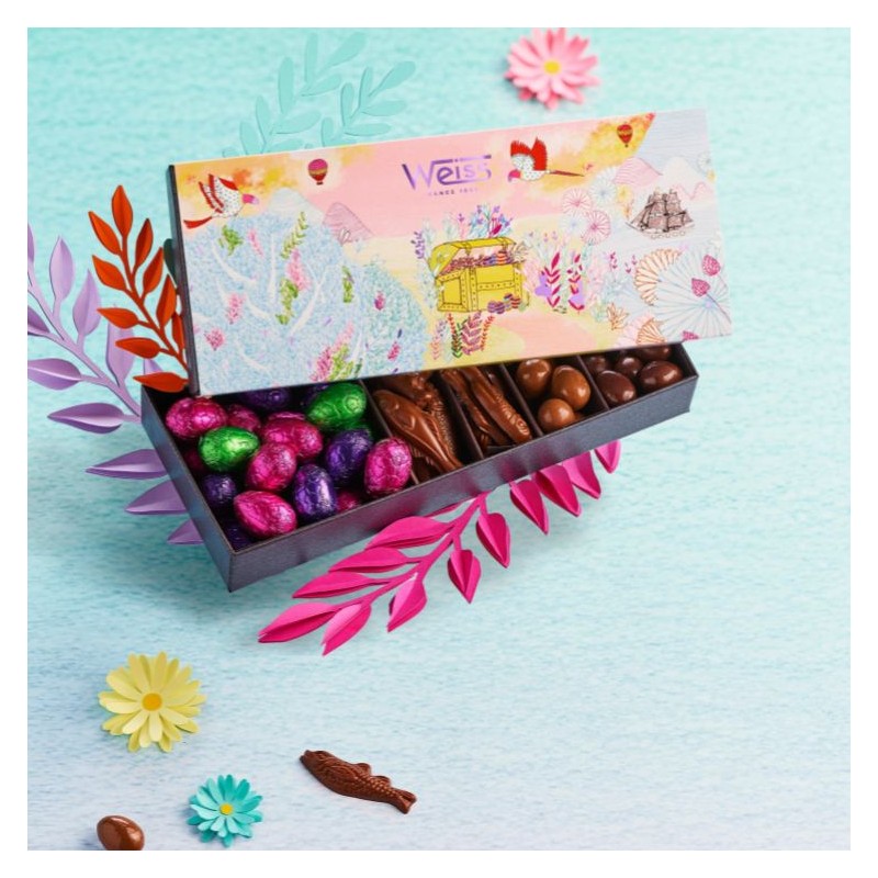 Coffret Chocolats de Pâques - Assortiment Oeufs et Fritures - 350g Coffret Chocolats de Pâques - Assortiment Oeufs et Fritures - 350g