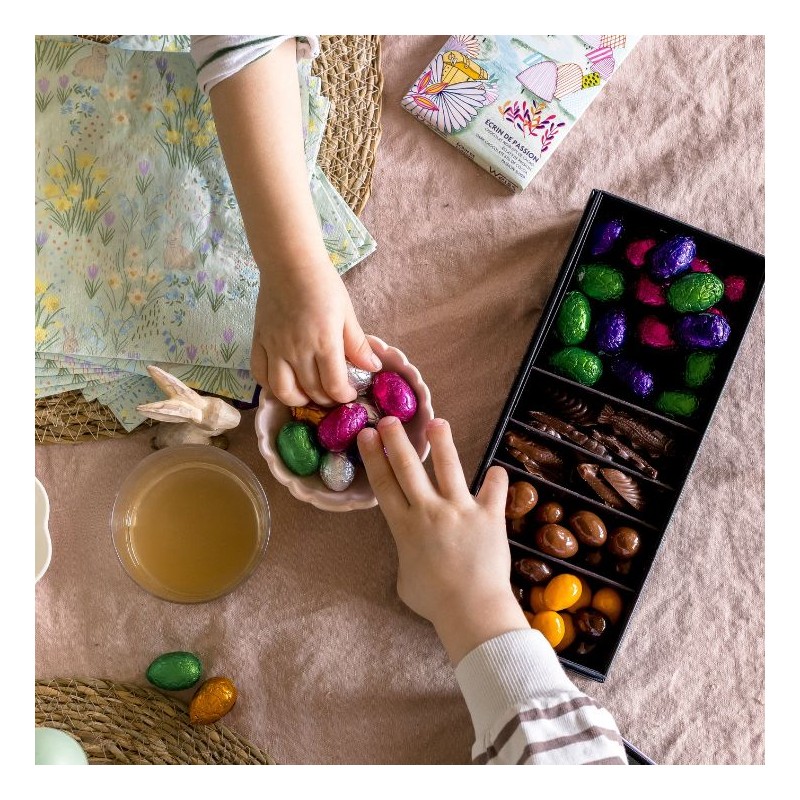 Coffret Chocolats de Pâques - Assortiment Oeufs et Fritures - 350g Coffret Chocolats de Pâques - Assortiment Oeufs et Fritures - 350g