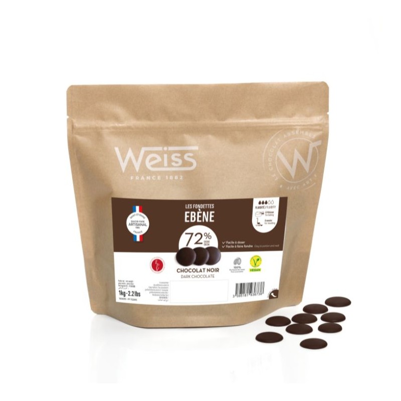 Chocolat à pâtisser - Noir Ebène 72% - 1kg Chocolat à pâtisser - Noir Ebène 72% - 1kg