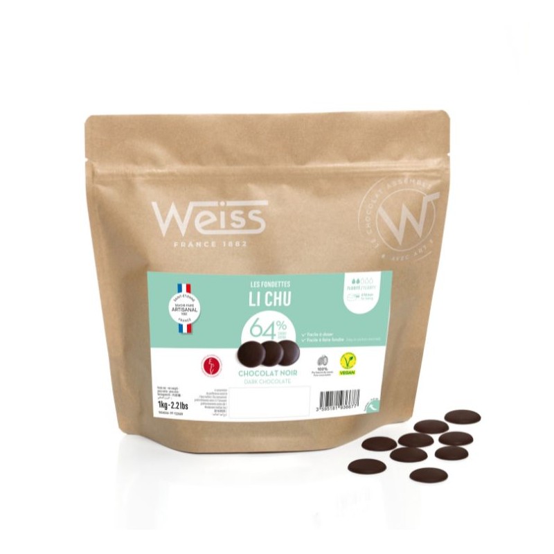 Chocolat à pâtisser - Noir Li Chu 64% - 1kg Chocolat à pâtisser - Noir Li Chu 64% - 1kg