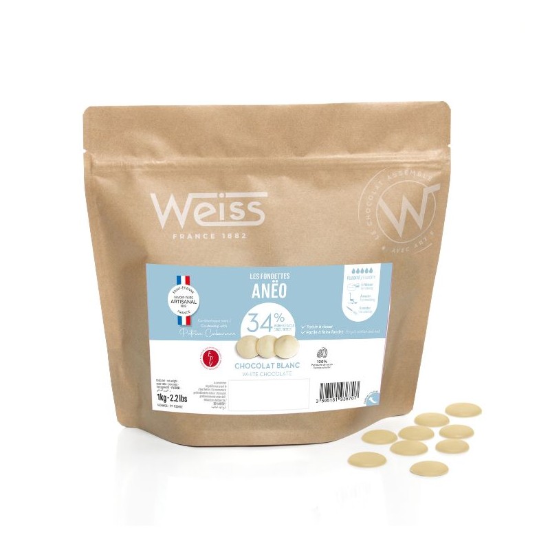 Chocolat à pâtisser - Blanc Anëo 34% - 1kg Chocolat à pâtisser - Blanc Anëo 34% - 1kg
