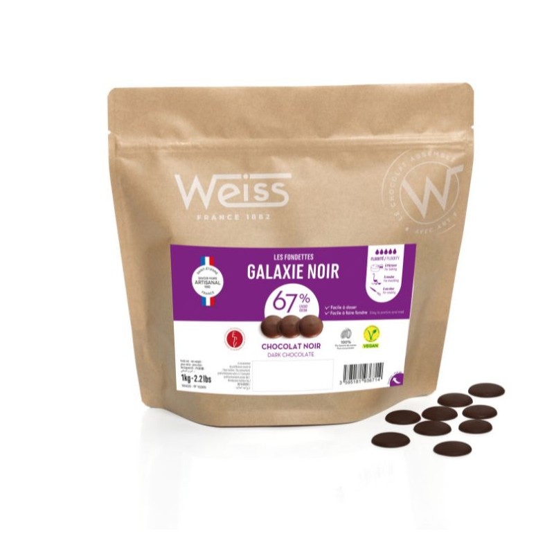 Chocolat à pâtisser - Noir Galaxie 67% - 1kg Chocolat à pâtisser - Noir Galaxie 67% - 1kg