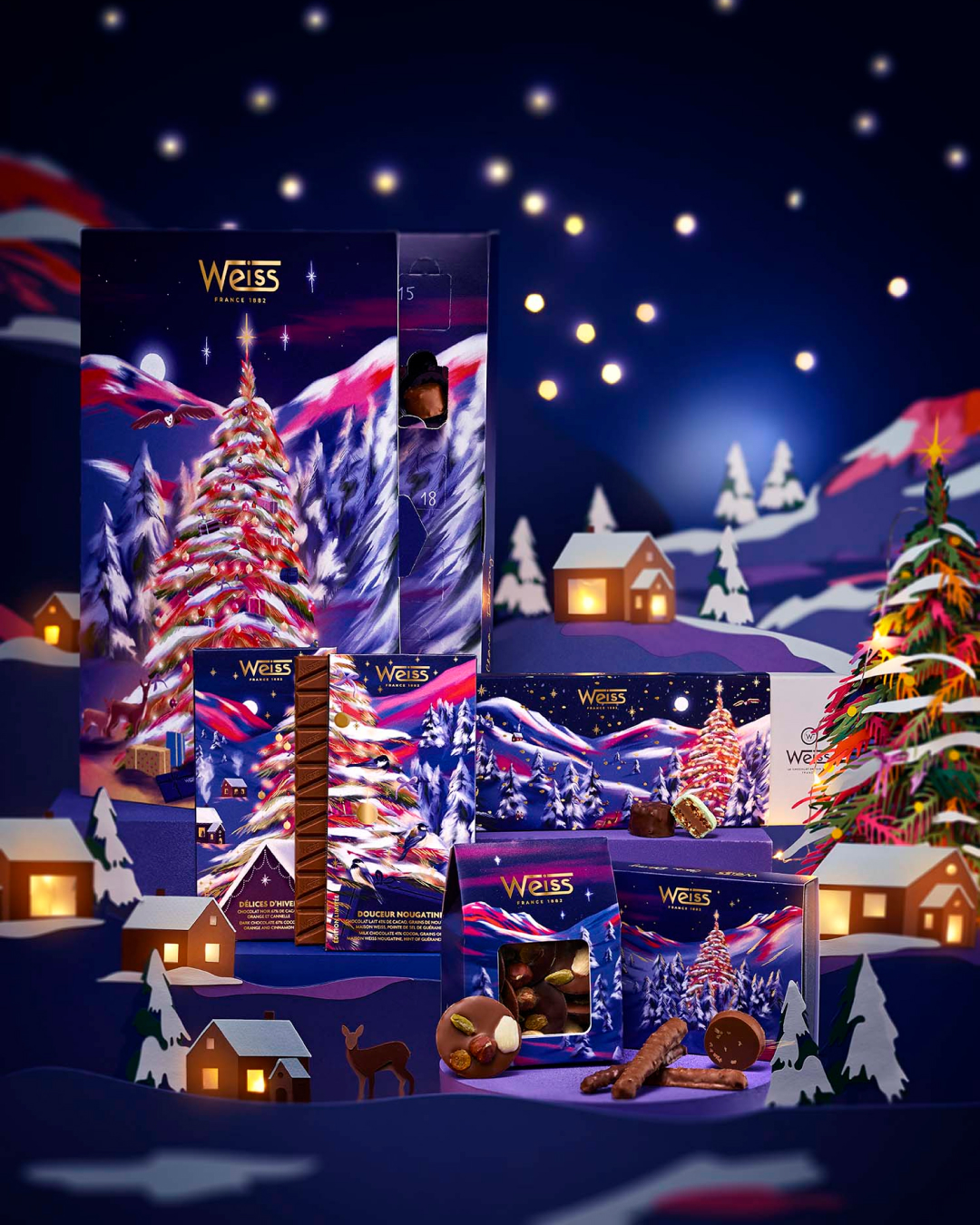 Chocolat Weiss Collection limitée de Noël 2025 illustrée par Clara Debray