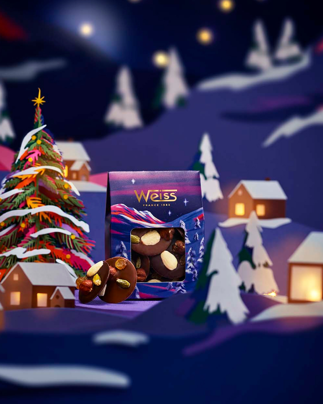 Chocolat Weiss Pochon de mendiants de Noël collection limitée 2025