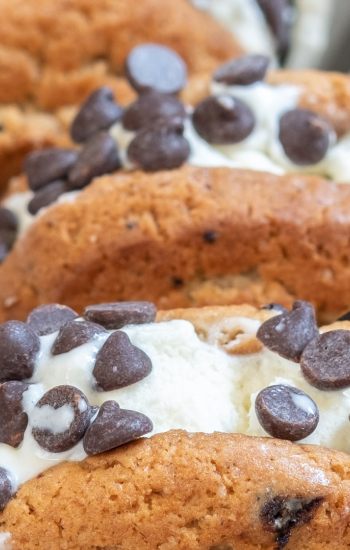 Recette de Ice cream cookies sandwichs aux pépites de chocolat