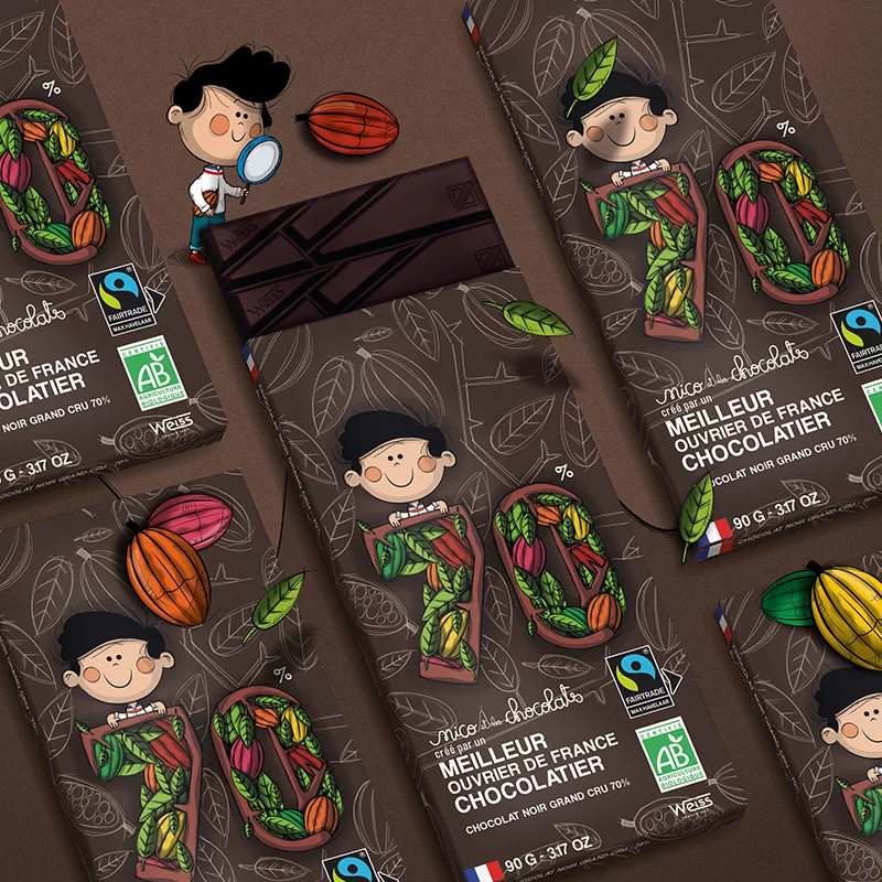 Tablette chocolat noir cadeaux enseignants fin d'année