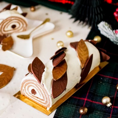 Recette de Bûche de Noël chocolat blanc Weiss et vanille